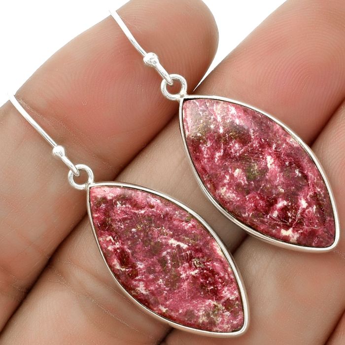 Natural Pink Thulite - Norway Earrings SDE66748 E-1001, 13x26 mm