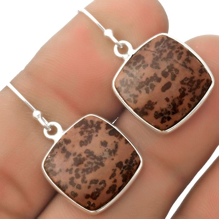 Natural Coffee Bean Jasper Earrings SDE66778 E-1001, 15x15 mm