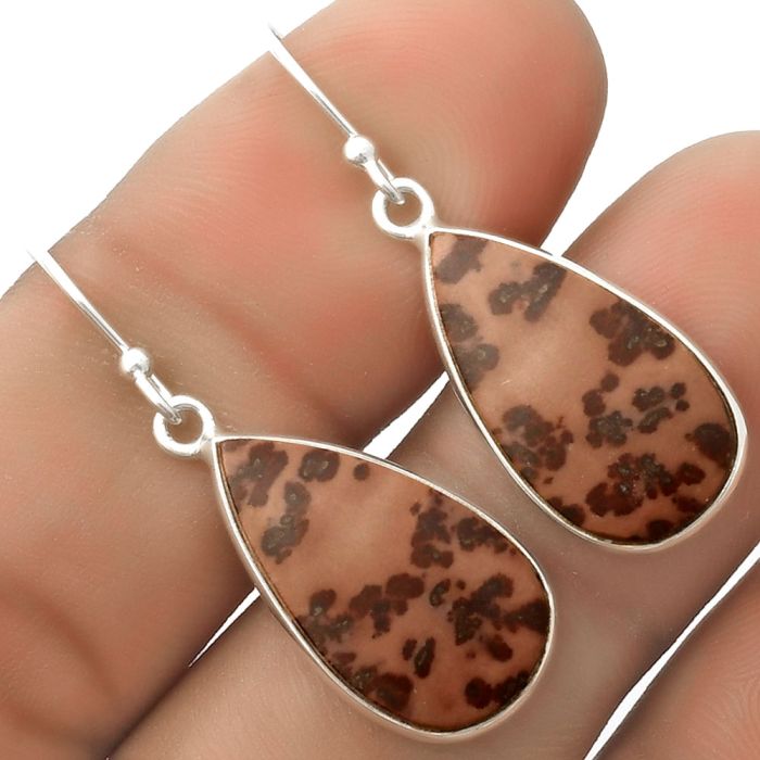 Natural Coffee Bean Jasper Earrings SDE66788 E-1001, 12x21 mm