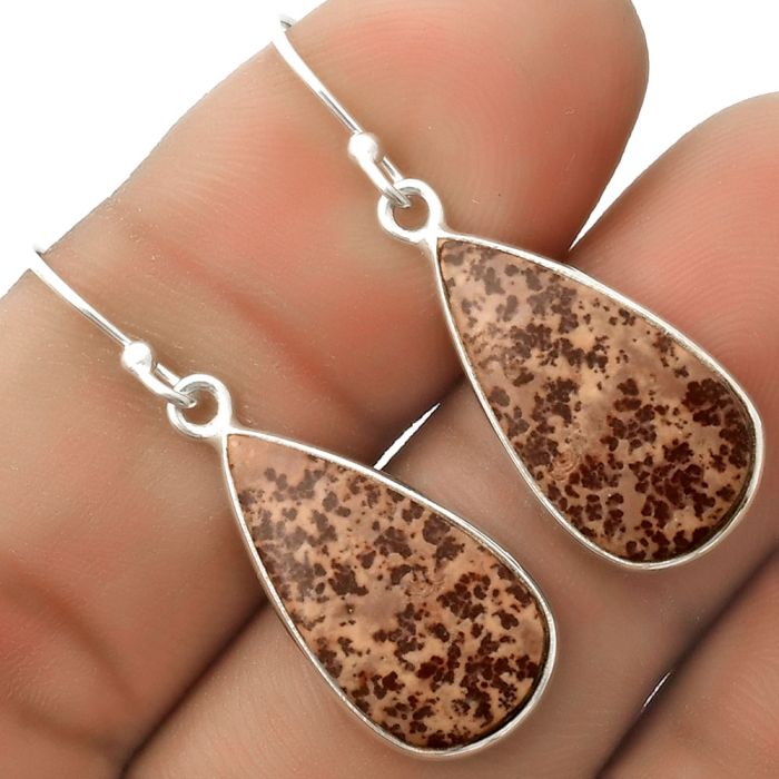 Natural Coffee Bean Jasper Earrings SDE66790 E-1001, 11x20 mm