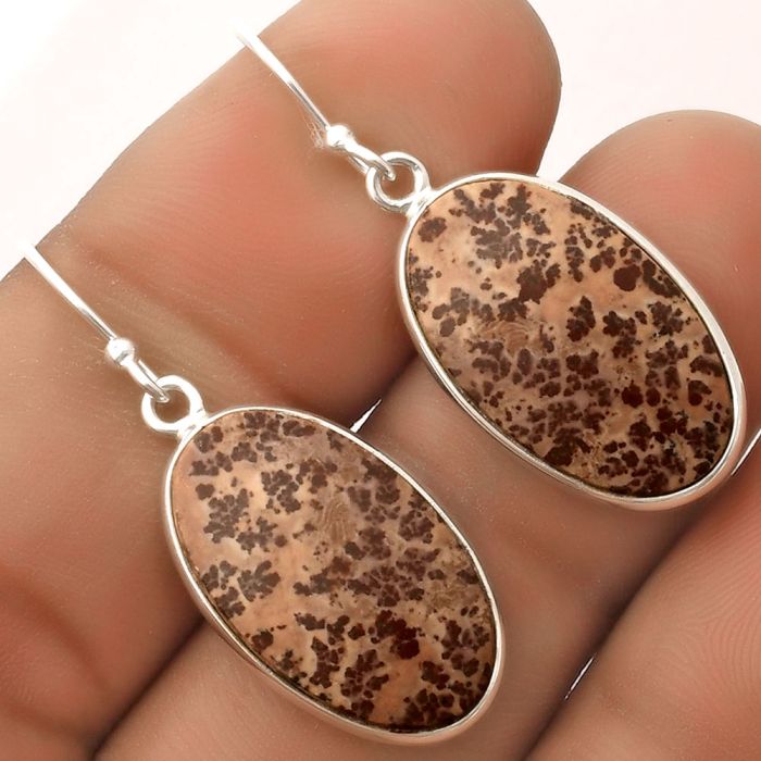 Natural Coffee Bean Jasper Earrings SDE66795 E-1001, 13x21 mm