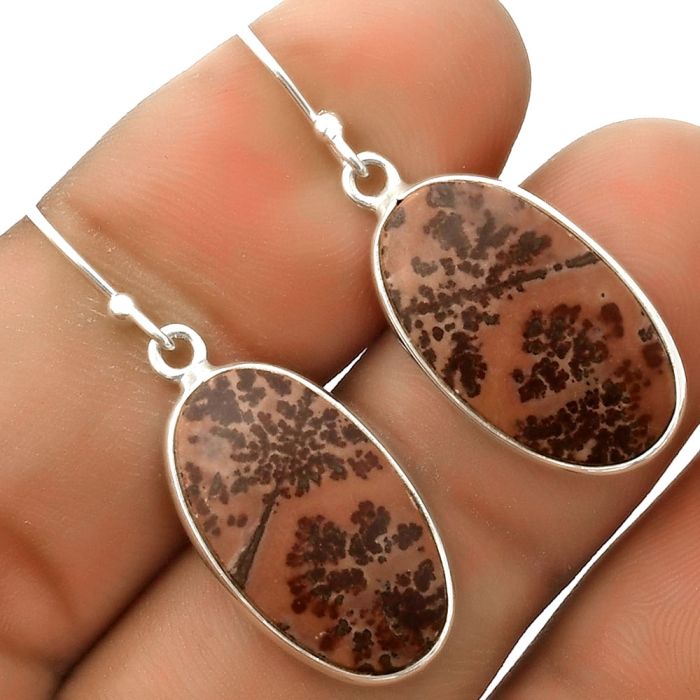 Natural Coffee Bean Jasper Earrings SDE66797 E-1001, 12x20 mm