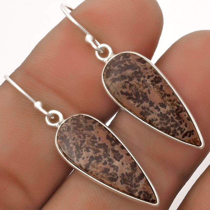 Natural Coffee Bean Jasper Earrings SDE66804 E-1001, 9x23 mm