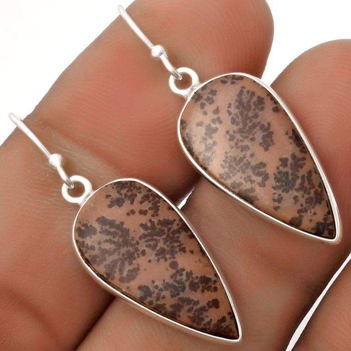 Natural Coffee Bean Jasper Earrings SDE66809 E-1001, 11x23 mm