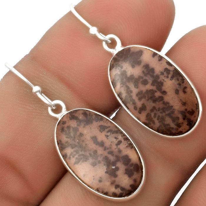 Natural Coffee Bean Jasper Earrings SDE66812 E-1001, 12x20 mm