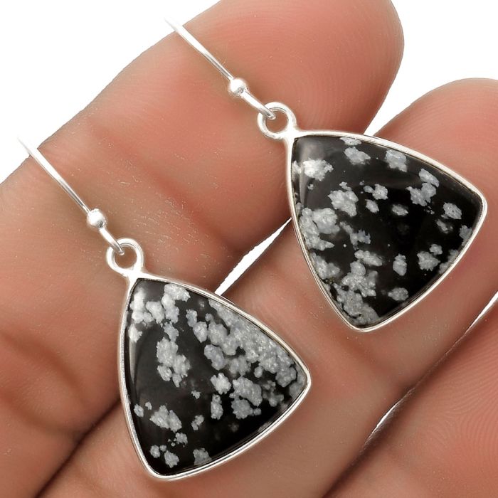 Natural Snow Flake Obsidian Earrings SDE66935 E-1001, 16x17 mm