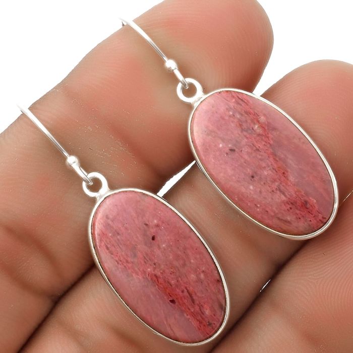 Natural Pink Tulip Quartz Earrings SDE66956 E-1001, 13x23 mm