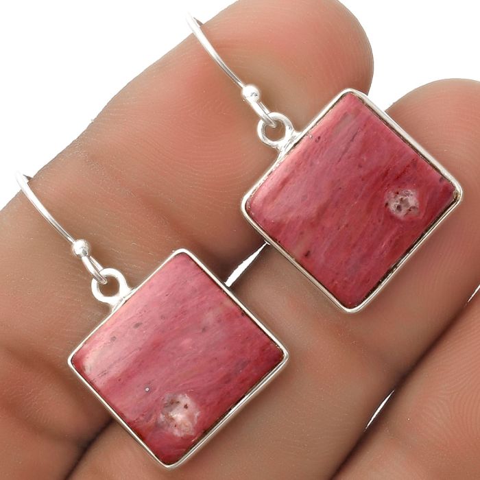 Natural Pink Tulip Quartz Earrings SDE66988 E-1001, 14x15 mm