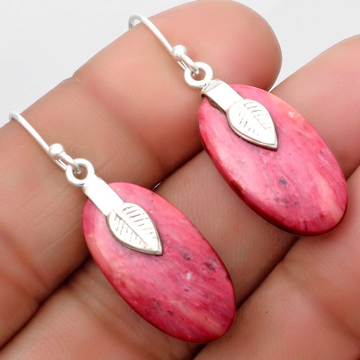 Natural Pink Tulip Quartz Earrings SDE67208 E-1137, 12x23 mm