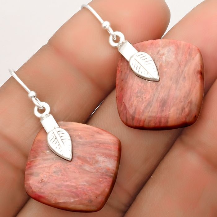 Natural Pink Tulip Quartz Earrings SDE67230 E-1137, 18x18 mm