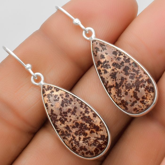 Natural Coffee Bean Jasper Earrings SDE67341 E-1001, 11x23 mm