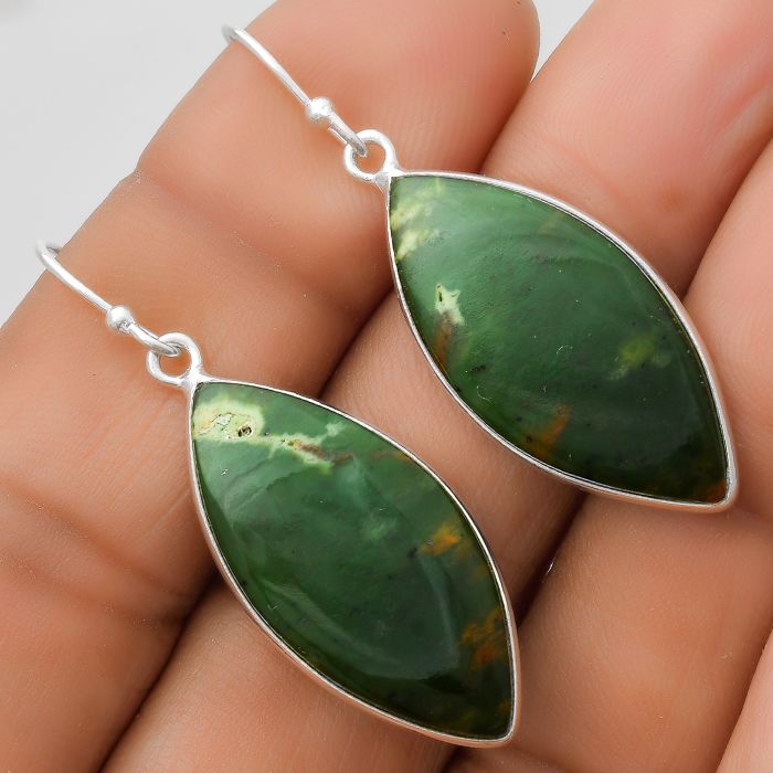 Natural Chrome Chalcedony Earrings SDE67349 E-1001, 13x28 mm