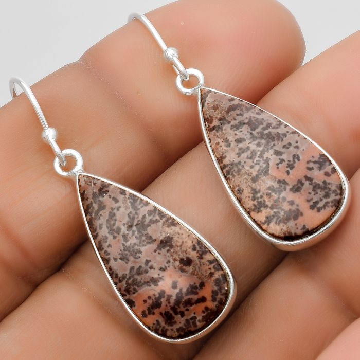 Natural Coffee Bean Jasper Earrings SDE67366 E-1001, 11x22 mm