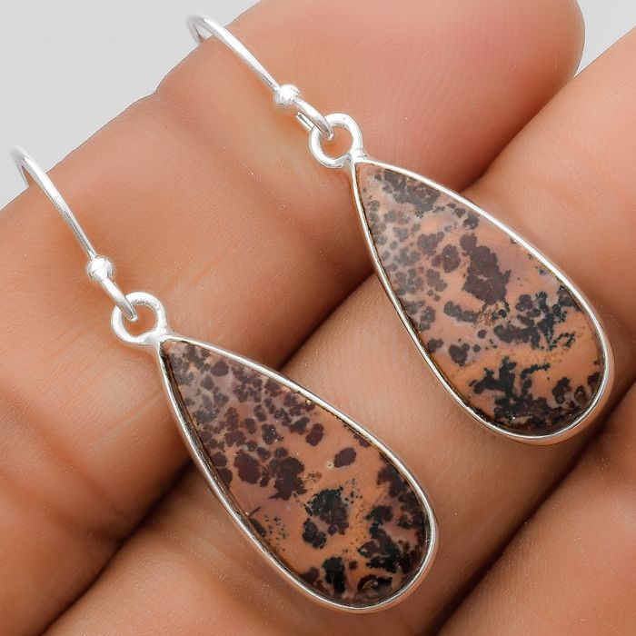 Natural Coffee Bean Jasper Earrings SDE67377 E-1001, 9x20 mm