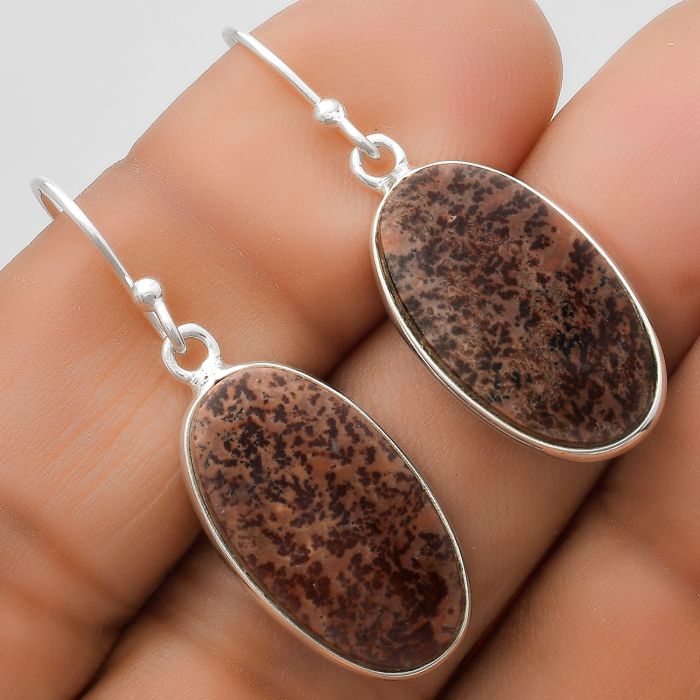 Natural Coffee Bean Jasper Earrings SDE67386 E-1001, 11x20 mm