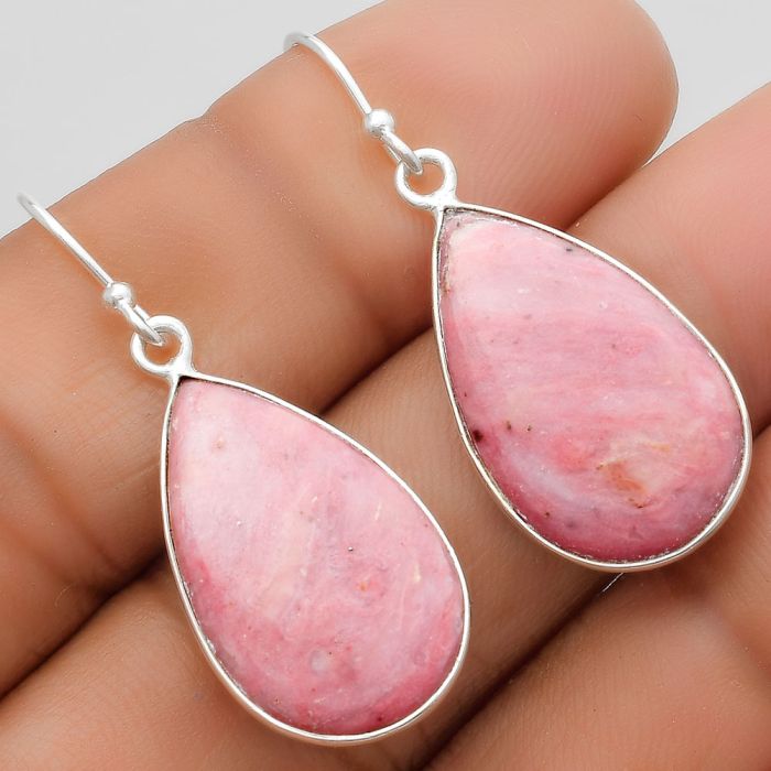 Natural Pink Tulip Quartz Earrings SDE67428 E-1001, 13x23 mm