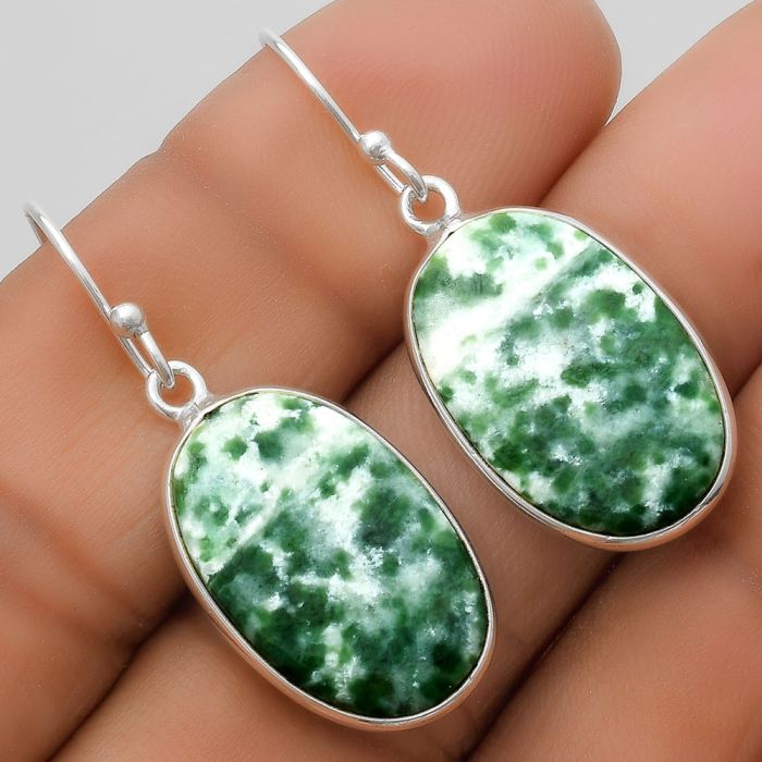 Natural Dioptase Earrings SDE67538 E-1001, 13x20 mm