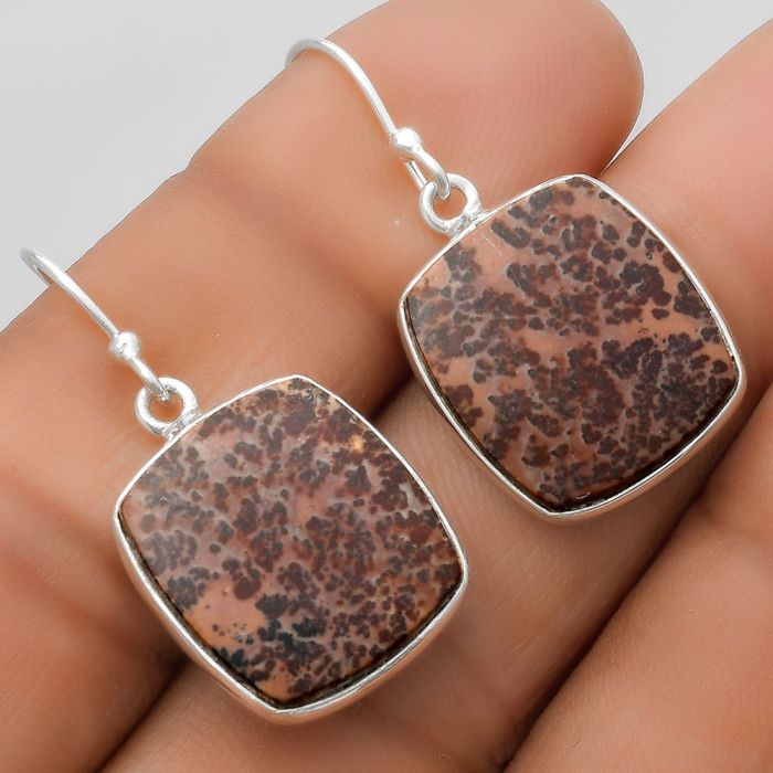 Natural Coffee Bean Jasper Earrings SDE67555 E-1001, 15x17 mm