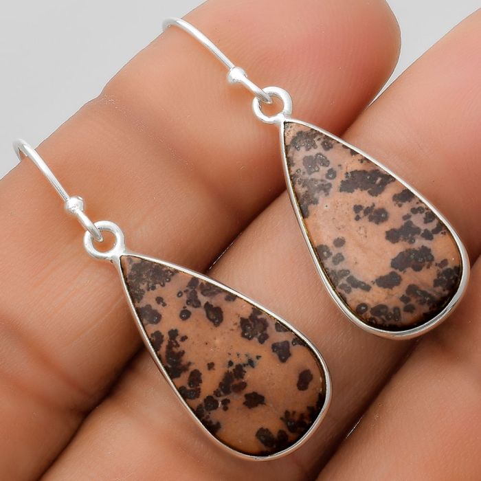 Natural Coffee Bean Jasper Earrings SDE67607 E-1001, 11x21 mm