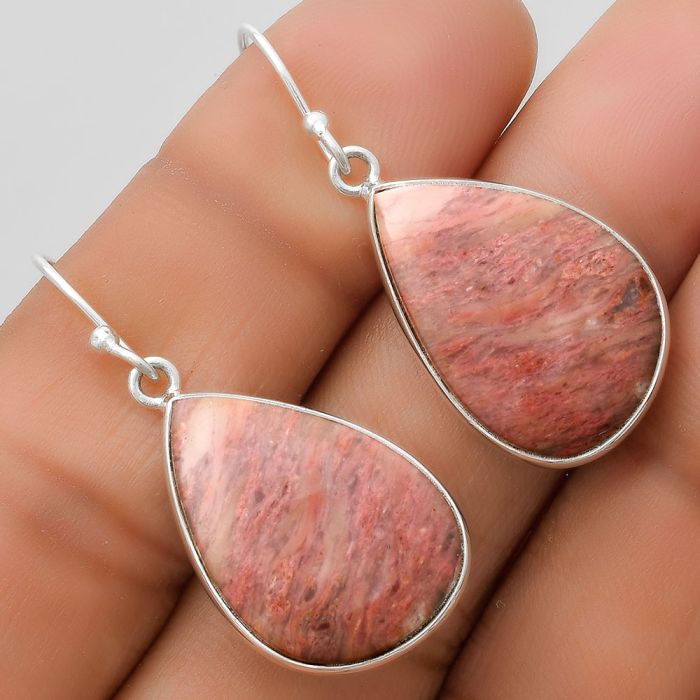 Natural Pink Tulip Quartz Earrings SDE67617 E-1001, 15x22 mm