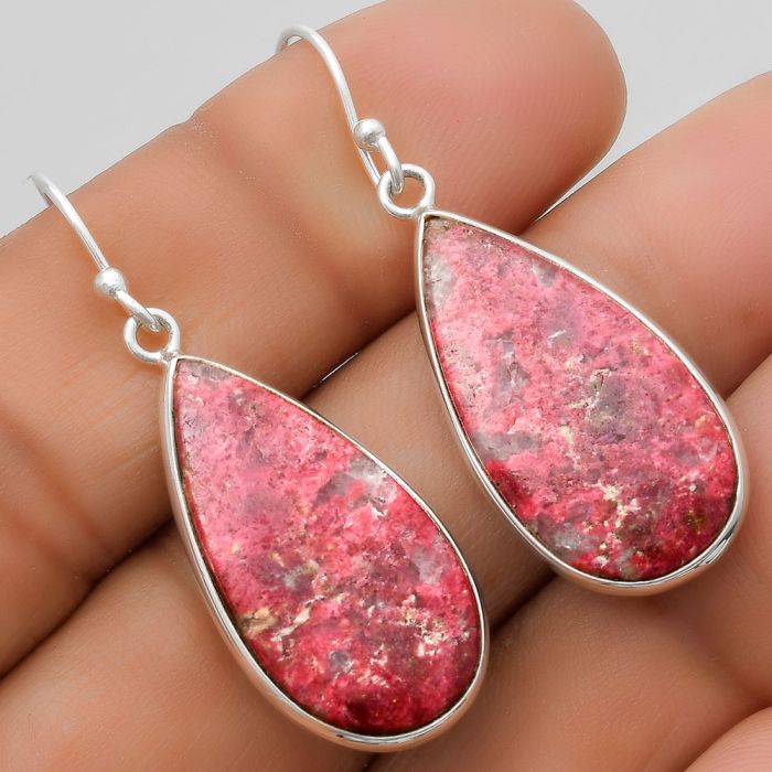 Natural Pink Thulite - Norway Earrings SDE67624 E-1001, 14x25 mm
