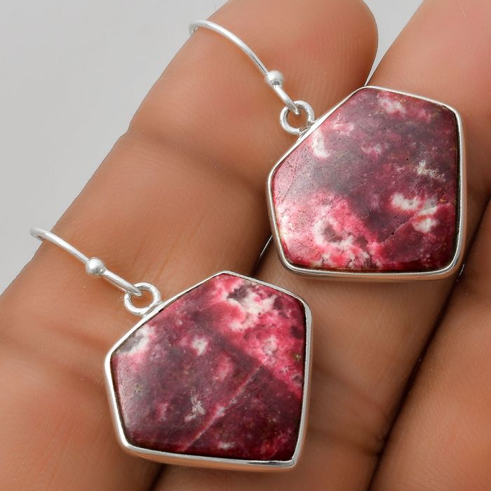 Natural Pink Thulite - Norway Earrings SDE67631 E-1001, 18x20 mm
