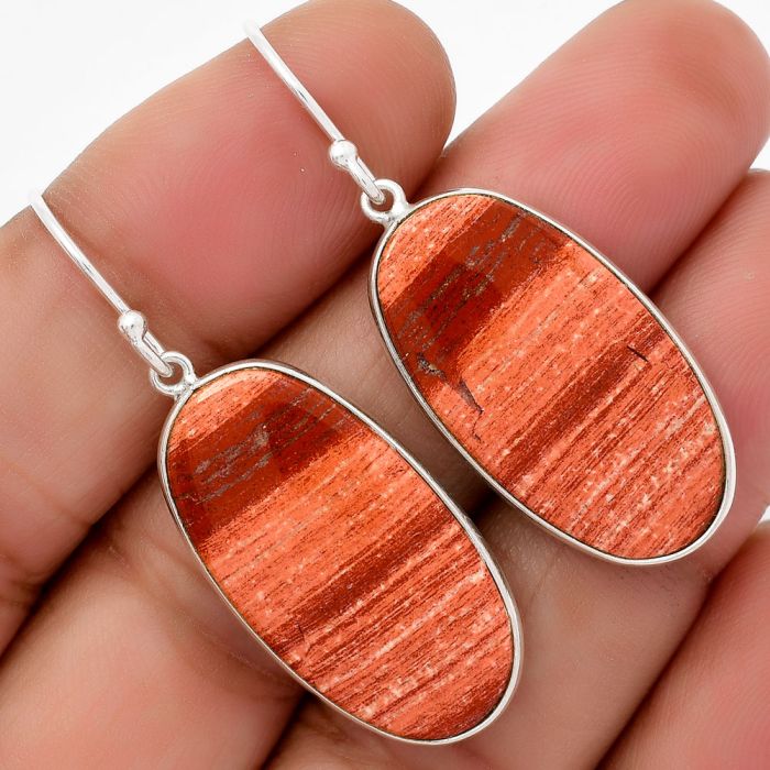 Natural Snake Skin Jasper Earrings SDE67672 E-1001, 15x28 mm