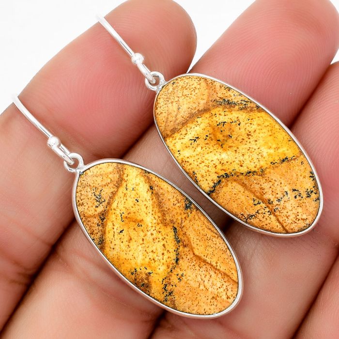 Natural Picture Jasper Earrings SDE67695 E-1001, 14x29 mm