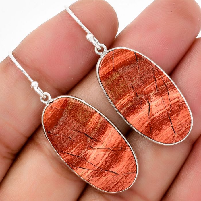 Natural Snake Skin Jasper Earrings SDE67876 E-1001, 15x28 mm