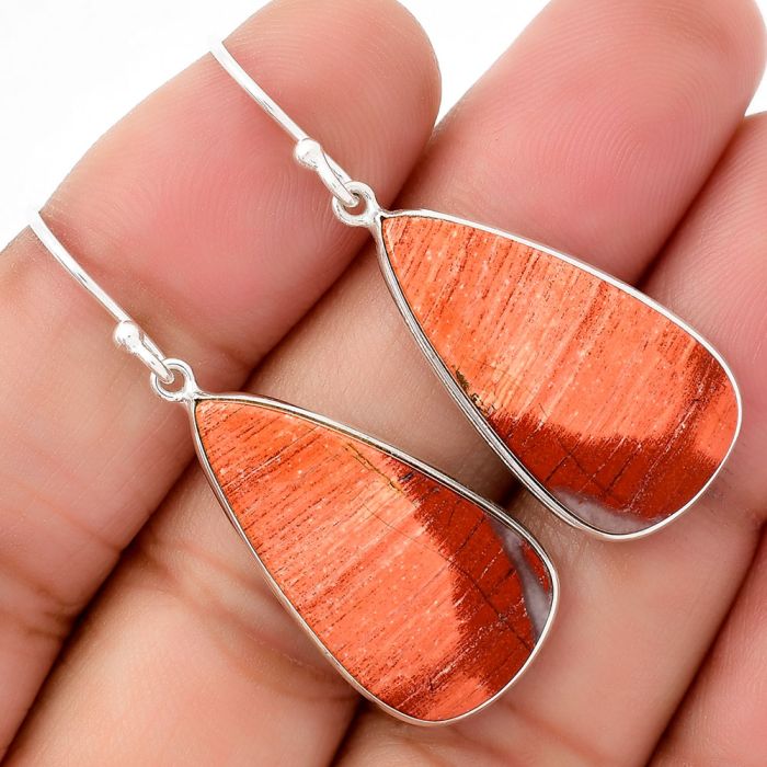 Natural Snake Skin Jasper Earrings SDE67883 E-1001, 14x26 mm