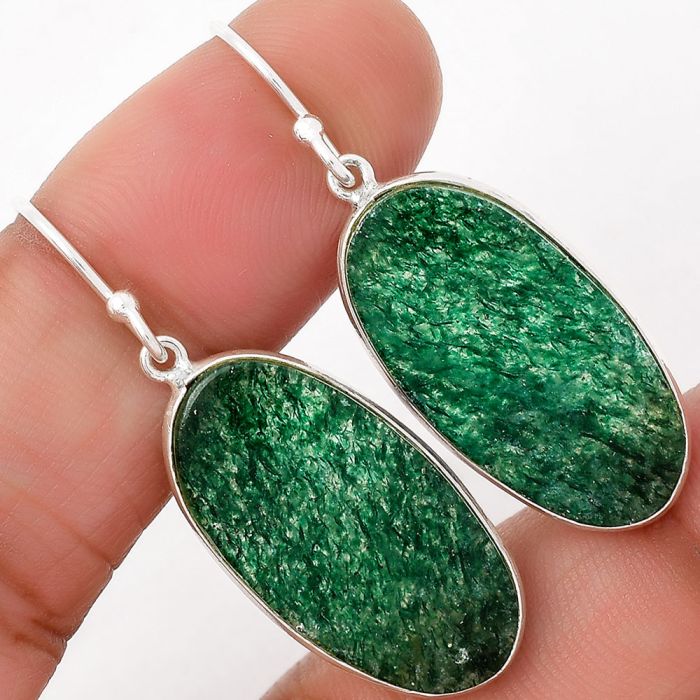 Natural Green Aventurine Earrings SDE67900 E-1001, 13x26 mm