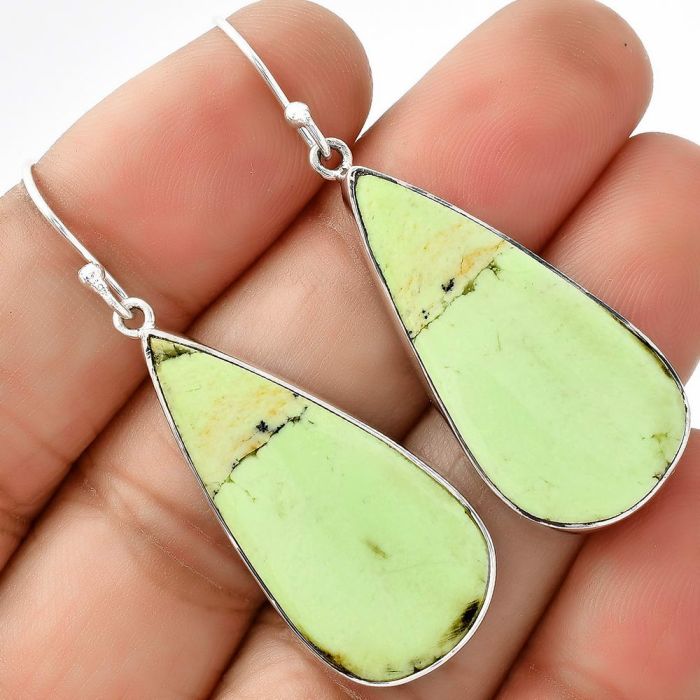 Natural Lemon Chrysocolla - Brazil Earrings SDE68786 E-1001, 15x32 mm