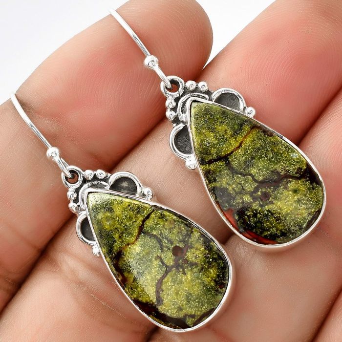 Dragon Blood Stone - South Africa Earrings SDE68867 E-1057, 13x22 mm