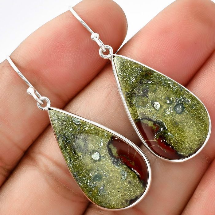 Dragon Blood Stone - South Africa Earrings SDE68898 E-1001, 15x27 mm