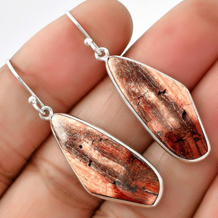 Natural Snake Skin Jasper Earrings SDE68908 E-1001, 11x28 mm