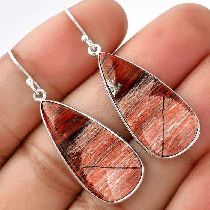 Natural Snake Skin Jasper Earrings SDE68909 E-1001, 13x29 mm