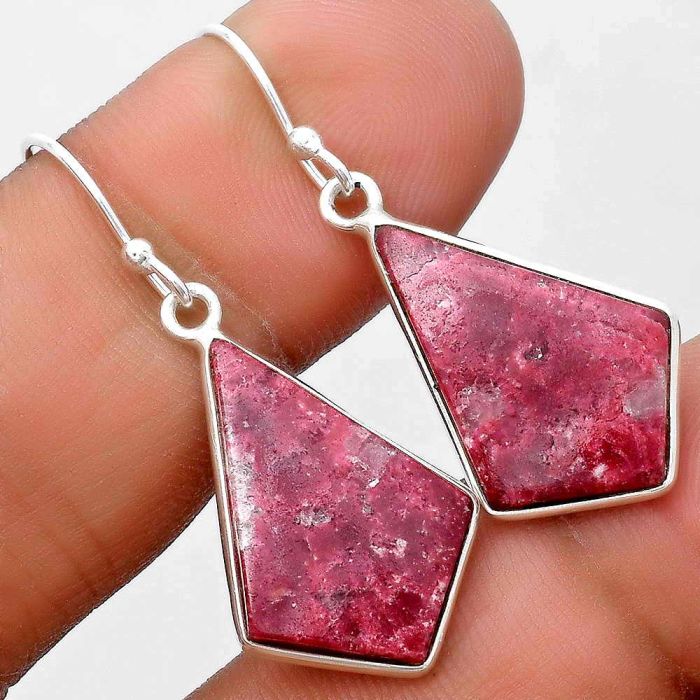 Natural Pink Thulite - Norway Earrings SDE69544 E-1001, 15x22 mm