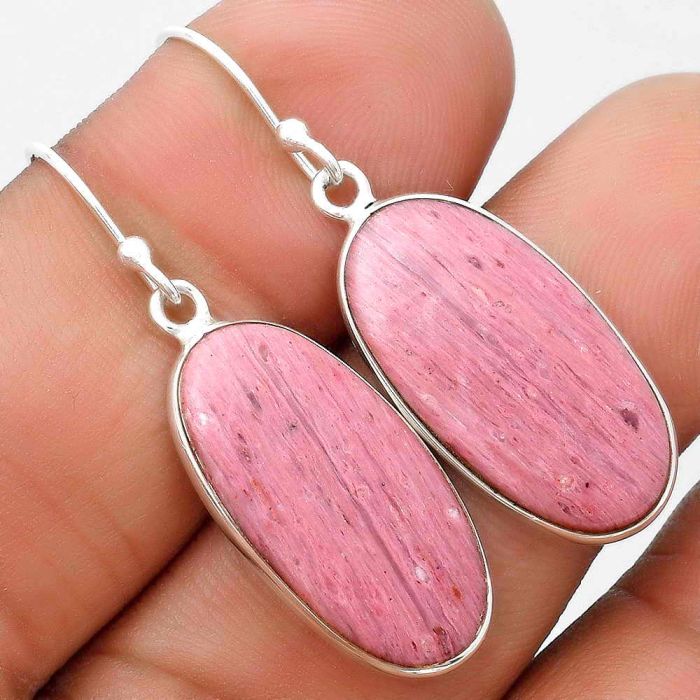 Natural Pink Tulip Quartz Earrings SDE69607 E-1001, 12x23 mm