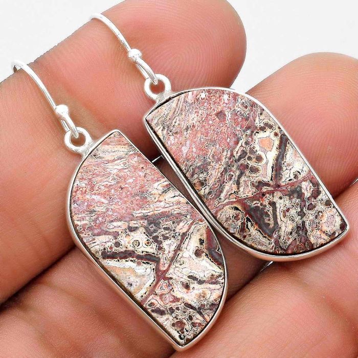 Natural Leopard Skin Jasper Earrings SDE69611 E-1001, 14x28 mm