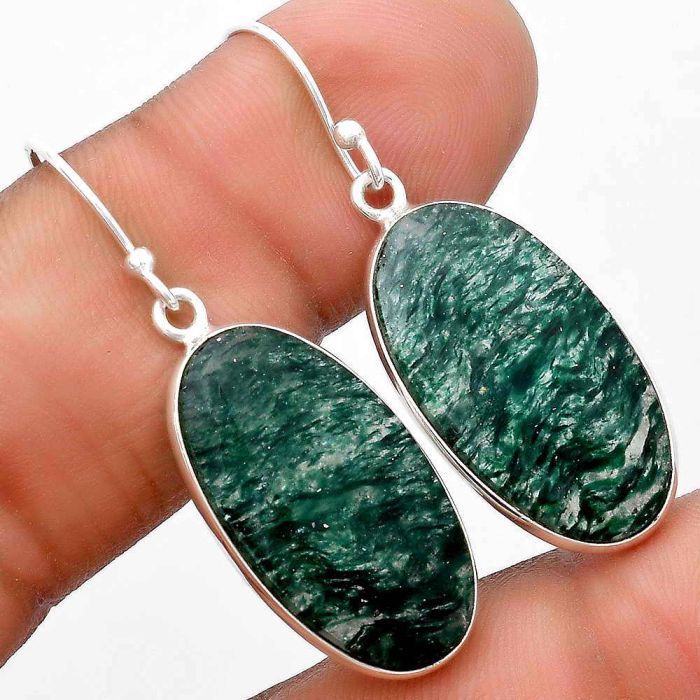 Natural Green Aventurine Earrings SDE69642 E-1001, 13x24 mm