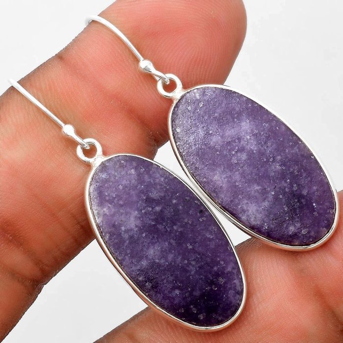 Natural Purple Lepidolite Earrings SDE69887 E-1001, 14x27 mm