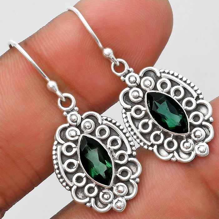 Lab Created Green Tourmaline Earrings SDE70333 E-1153, 5x10 mm