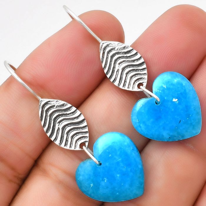 Valentine Gift Heart Natural Smithsonite Earrings SDE70924 E-1203, 16x17 mm