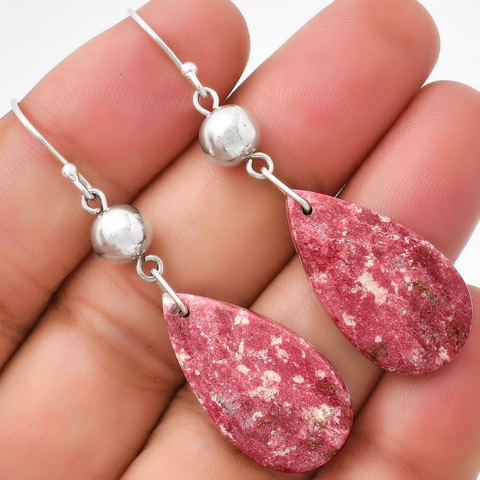 Natural Pink Thulite - Norway Earrings SDE70993 E-1031, 14x26 mm