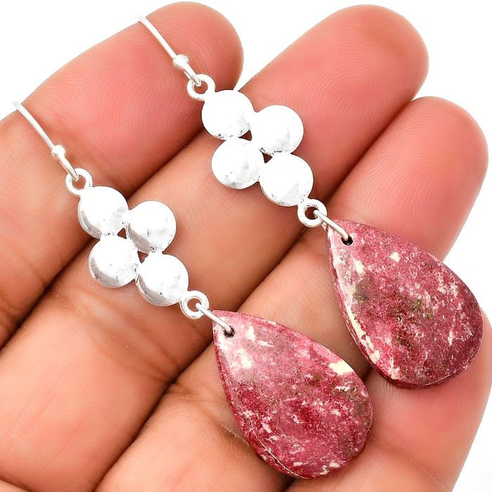 Natural Pink Thulite - Norway Earrings SDE71538 E-1094, 15x24 mm