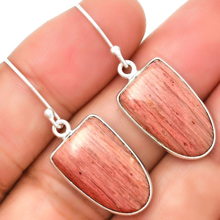 Natural Pink Tulip Quartz Earrings SDE72737 E-1001, 12x19 mm