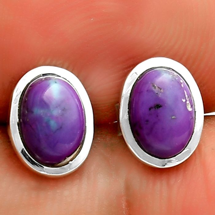 Copper Purple Turquoise - Arizona Stud Earrings SDE72913 E-1018, 7x5 mm