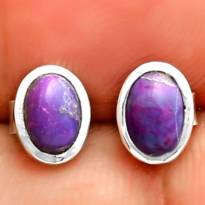 Copper Purple Turquoise - Arizona Stud Earrings SDE72919 E-1018, 6x4 mm