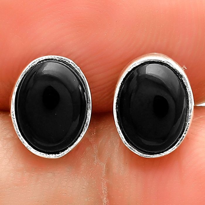 Natural Black Onyx - Brazil Stud Earrings SDE73568 E-1016, 6x8 mm