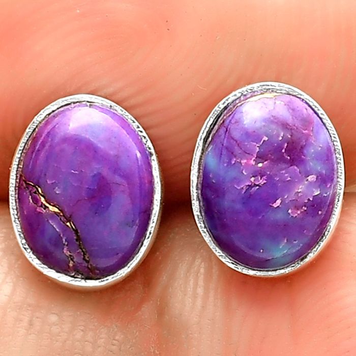 Copper Purple Turquoise - Arizona Stud Earrings SDE73619 E-1016, 6x8 mm